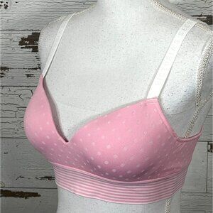 VICTORIA'S SECRET Padded Bralette Baby Pink White Polka Dot Sz S NWOT